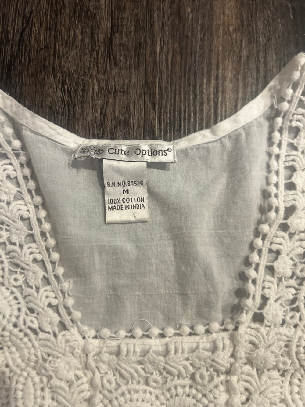 White Crochet Trim Peasant Tunic - Picture 2 of 4